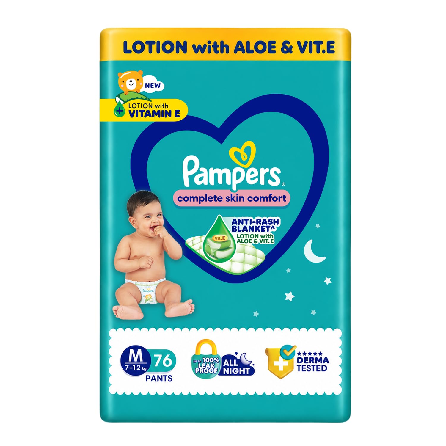 Pampers All round Protection Pants, Medium size baby diapers (M) 76 Co