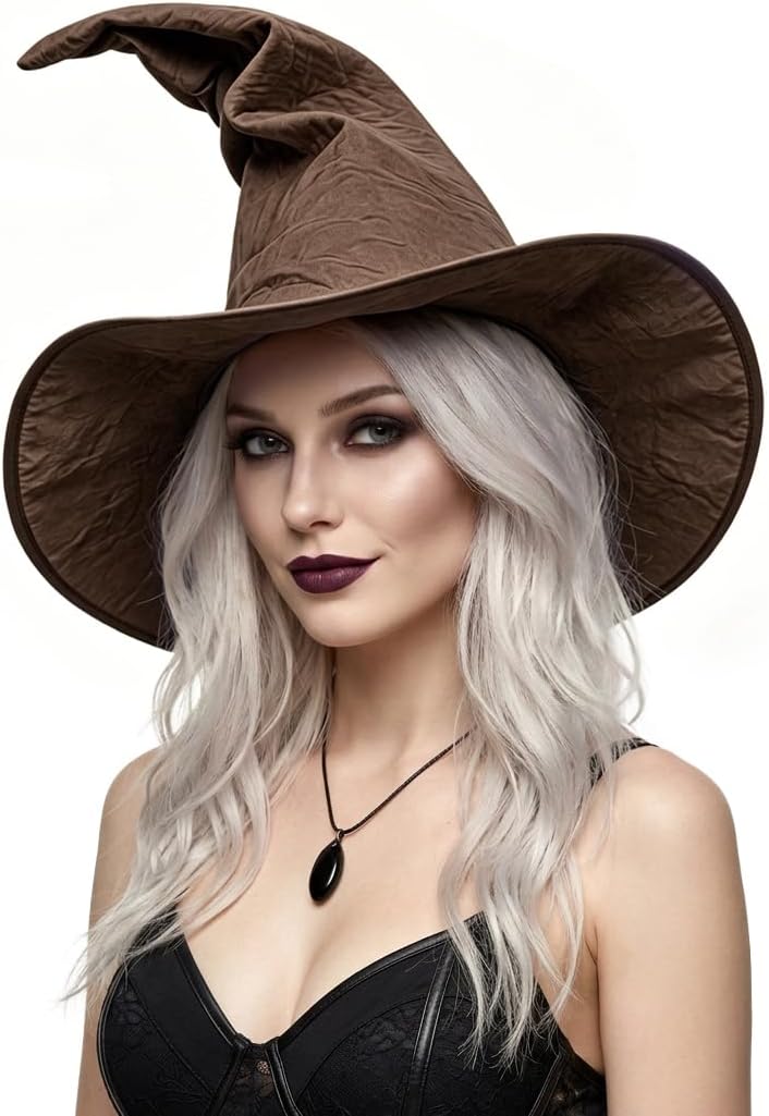 UQJE Wizard Hat for Adults Halloween Witch Hat Sorcerer Costume Accessory