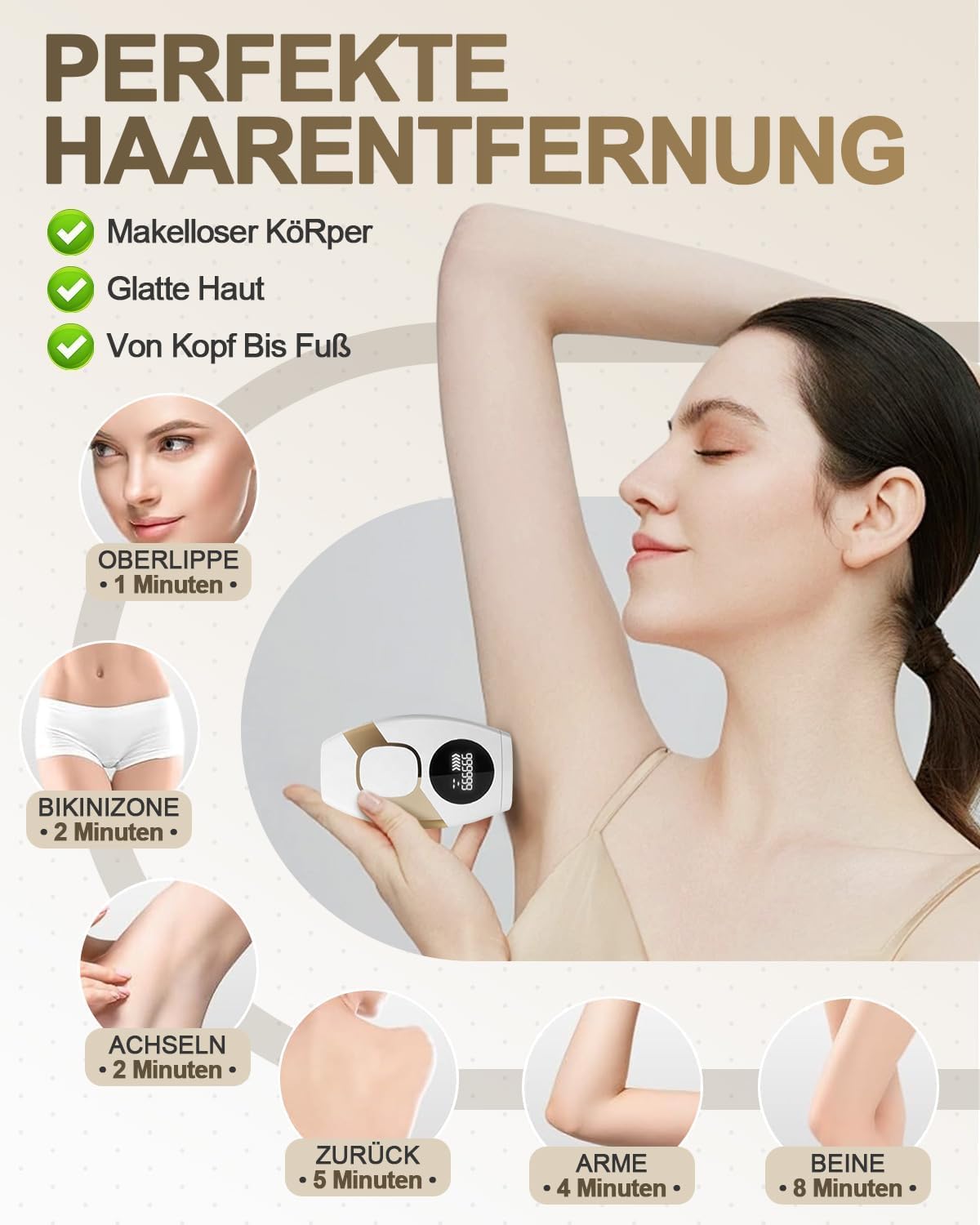 IPL Geräte Haarentfernung mit 999,999 Lichtimpulse, Manueller & Automatischer Modus, 5 Energiestufen, schmerzfreies Ergebnis, Geräte Haarentfernung Laser für Gesicht, Achseln, Beine, Körper