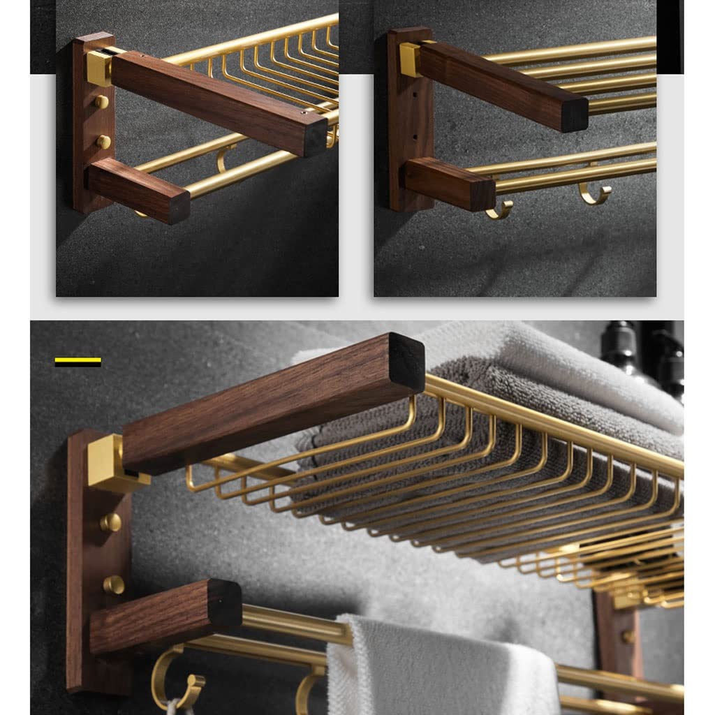Toallero Toalleros Toalla de toalla móvil plegable con gancho de nuez de nuez de toalla de madera Espacio de aluminio Cepillado Cepillado Toalla Toallero Estante de almacenamiento Toalleros De Baño(Si