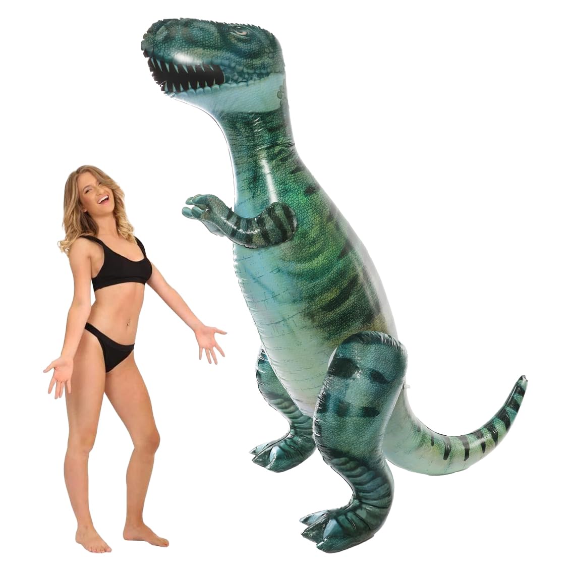 Giant Inflatable T-Rex - Pack of 1-6ft/1.8m Tall Blue Blow-Up Dinosaur - Fun Event Prop Outdoor Inflatable Display Kids Jurassic Birthday Party Decoration
