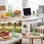 Bedside Water Carafe and Glass Set, Mouthwash Water Dispenser for Bathroom, 21.6 OZ Glass Pitcher Bottles with 6 OZ Lid for Bedroom and Dining (Green)