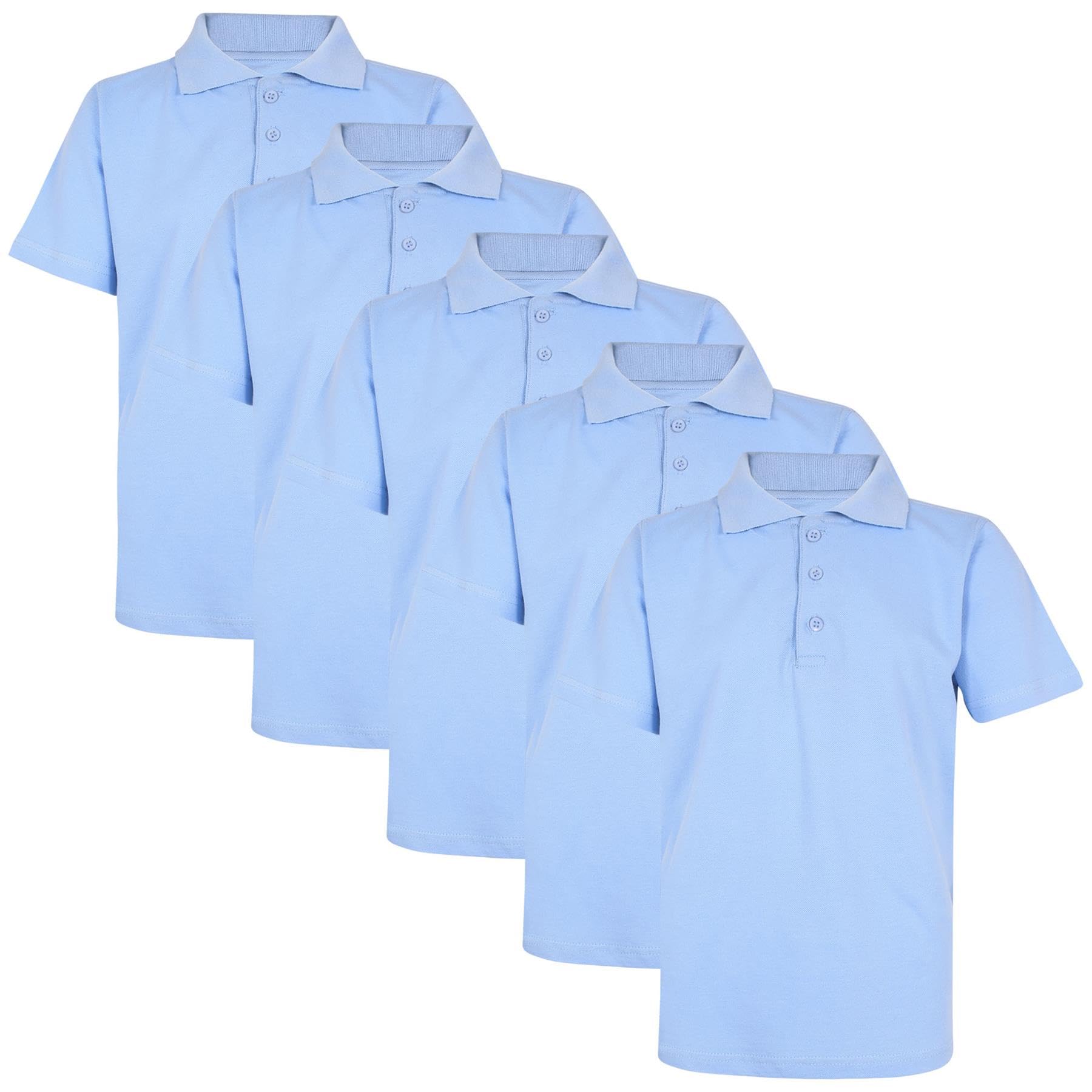 A2Z 4 Kids Niñas Niños Camisetas Polo Plain Verano Camisetas y Camisetas sin Mangas Moda Sensación Suave - PL Polo T Shirt Sky Blue 5 Pack 3-4