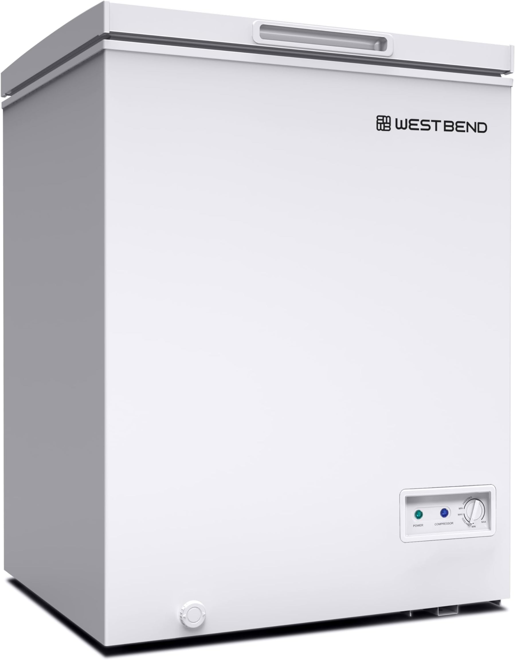 Chest Freezer with Adjustable Temperature Control, Free-Standing with Single Flip-Up Lid, Manual Defrost with Drain Perfect for Homes, Garages, Basements, 5-Cu.Ft, White