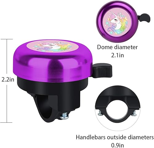 Miniatura 10 de MZELQ Campana de bicicleta con bonito sonido claro, tamaño ajustable, accesorios de bicicleta de aluminio, anillo de campana para niñas, mujeres,