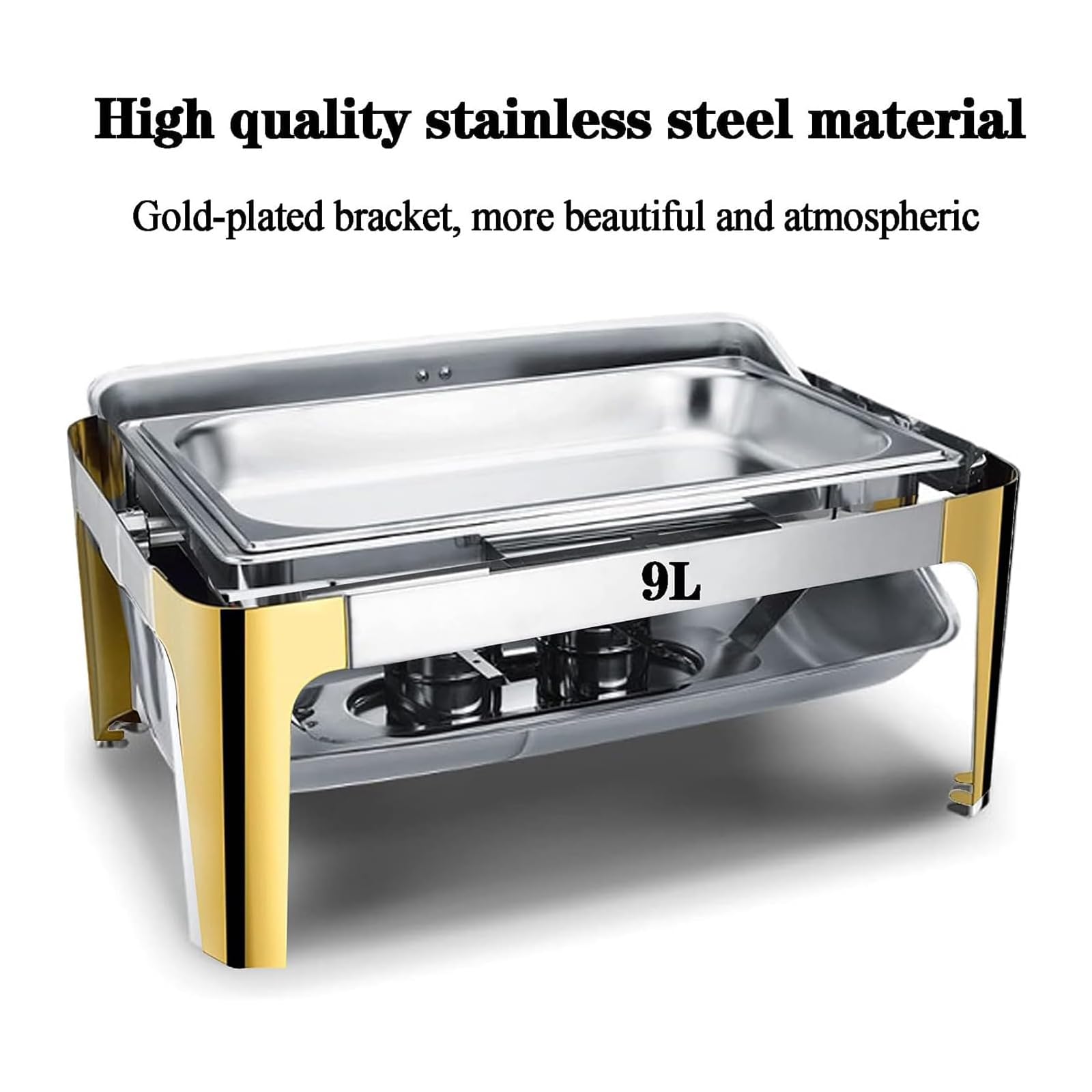 Platos de acero inoxidable, calentador de alimentos comercial de 9 L con 3 bandejas de calentamiento para fiestas, catering, bufés y cenas en casa, ideal para servicio de vacaciones