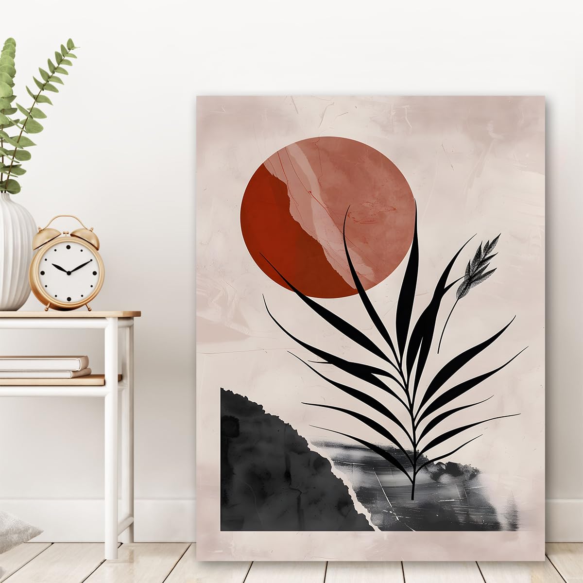 TOANGWALL Abstrakcyjna sztuka ścienna na płótnie i słońcu Czeska Roślina drukuj ścianę minimalistyczny plakat nowoczesna sztuka do wystroju salonu i sypialni 80 x 120 cm