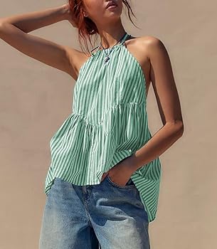 Amazon.com: Luckinbaby Women Y2k Babydoll Halter Top Cute