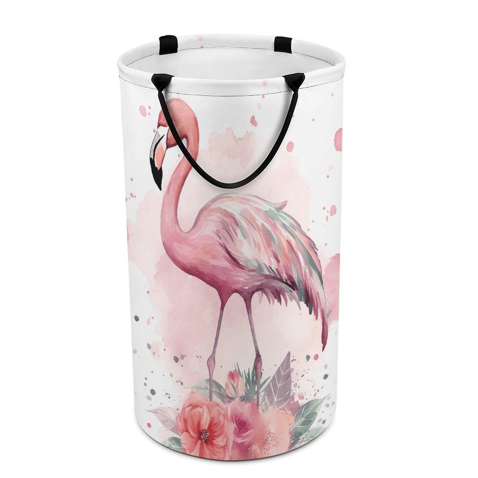 Vintage Boho Flamingo Florals Laundry Hamper Waterproof Polyester Laundry Baskets Collapsible Dirty Clothes Storage Basket Clothes Hampers with Sturdy Handles for Travel Bedroom