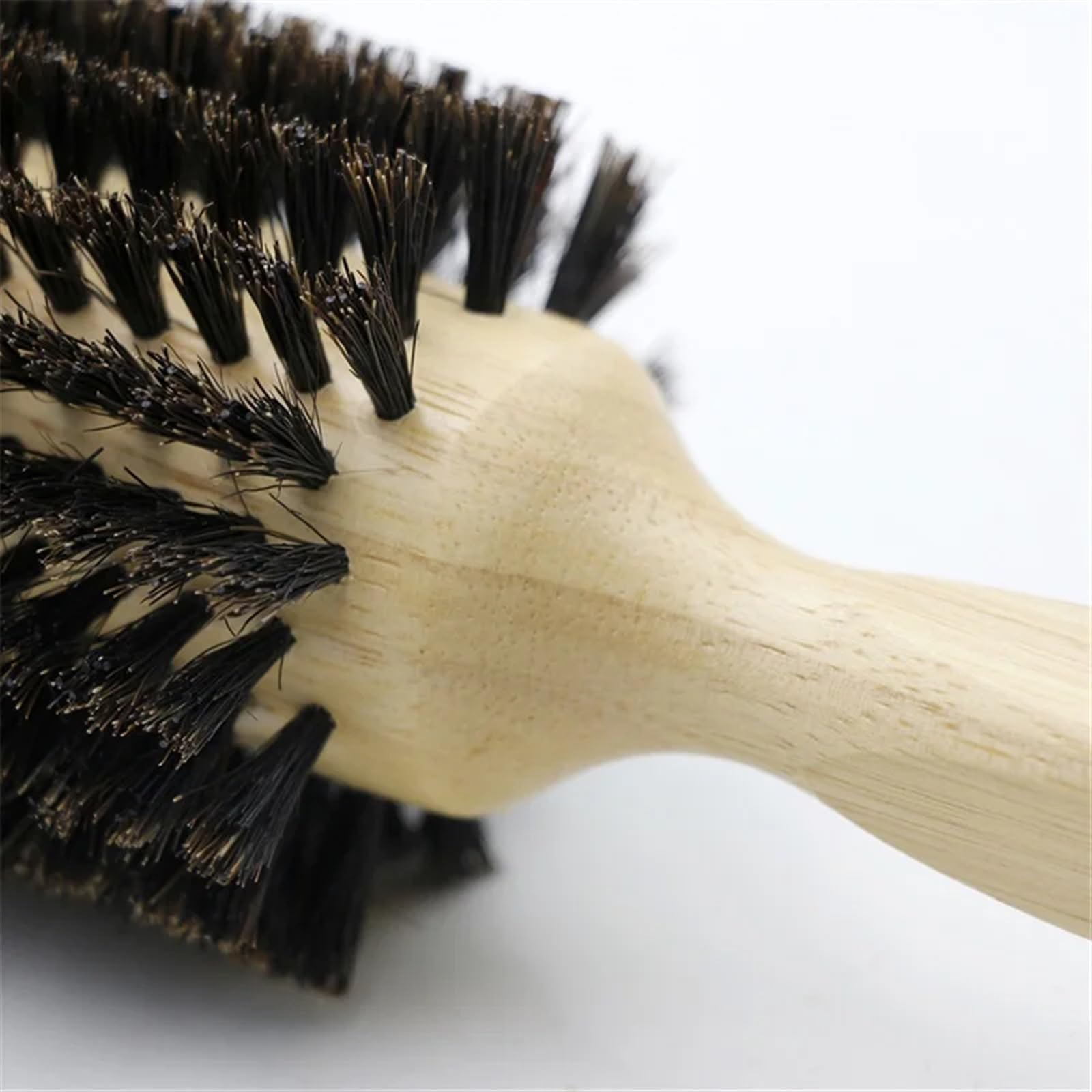 6 tamaños mango de madera cerdas de jabalí cepillo redondo cola extraíble profesional barbería salón peluquería cepillo de pelo peine redondo (Size : 45mm)