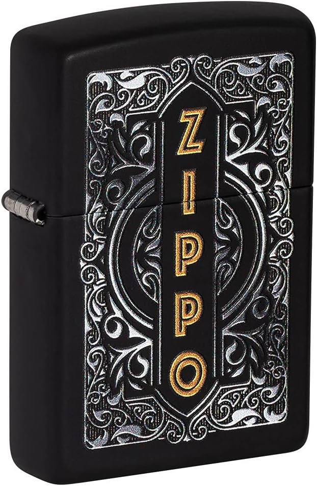 Zippo Logo Design Black Matte Pocket Lighter