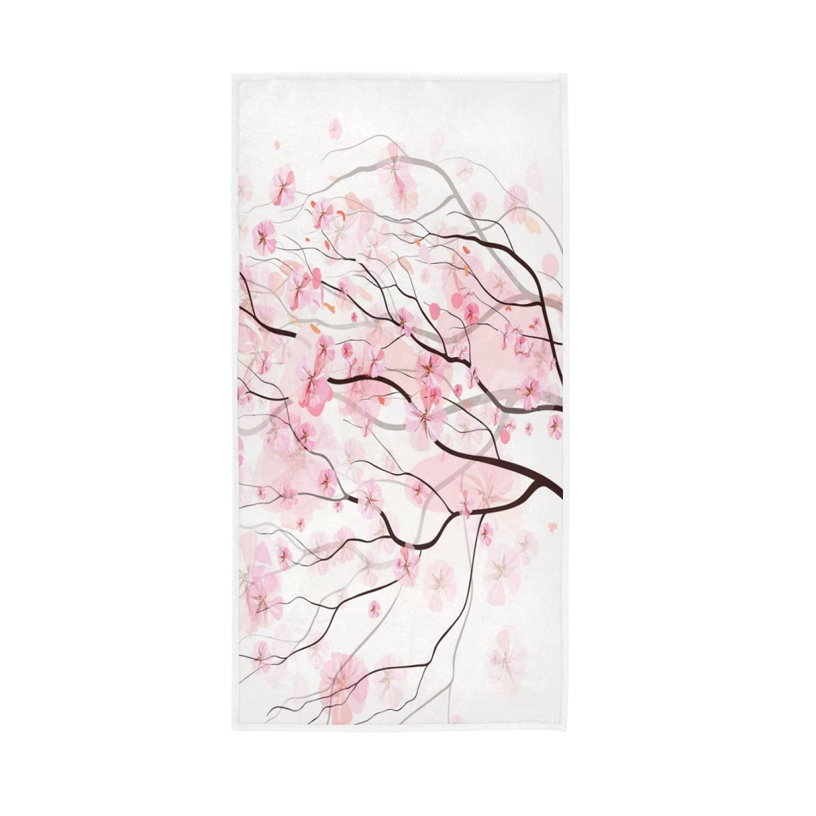 LSRCPD Light Pink Cherry Blossom Flowers Branch On White Soft Hand Bath Towel 30" x 15" Thin Fast Drying Absorbent Soft Towels for Kitchen Gym Spa Hotel Beach