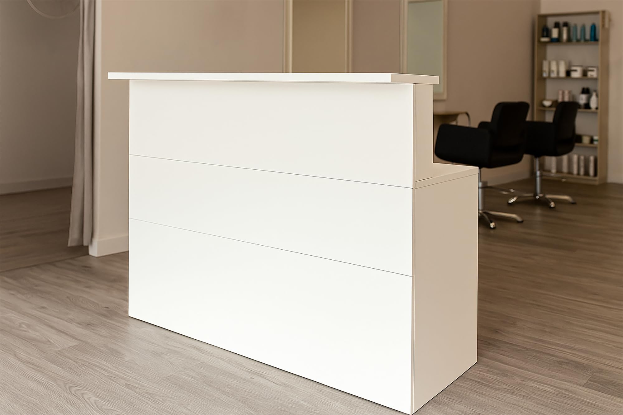 Henor Comptoir Cidacos. 140 x 60/75 x 110 cm. Bois avec Table intérieure. Idéal pour l’Accueil de Bureau. l’Attention. la Boutique. Le Commerce. Blanc Mat