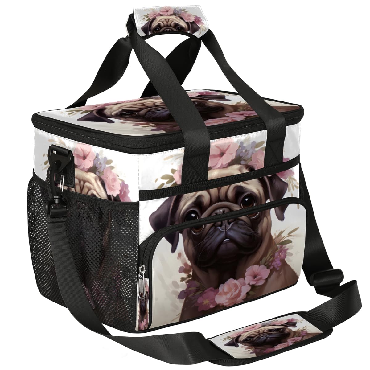 Bulldog Insulated Picnic Backpack Lunch Box for Women Men Picnic Basket Tote Lunch Bag Picnic Bag Portable Lunch Bags for Picnic, Beach, Work, Trip,Office, Camp Funny Floral Bulldog