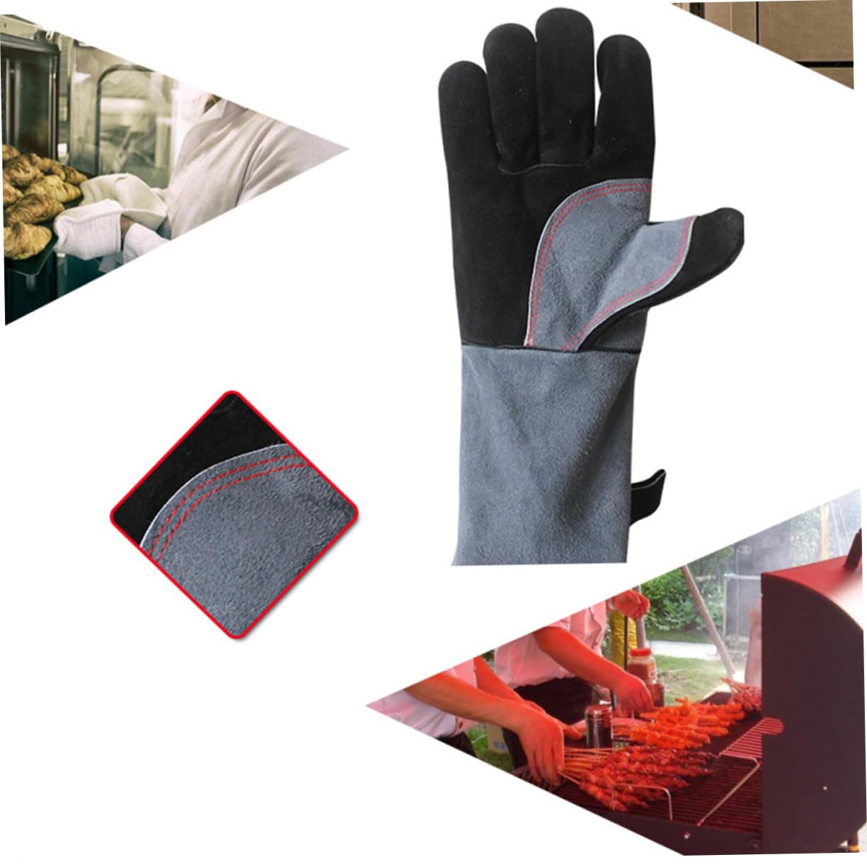 Zerodeko Guanti Da Forno e Resistenti Al Calore Di Mucca Antiscivolo e Confortevoli Per Cottura Barbecue Saldatura e Cottura Al Forno