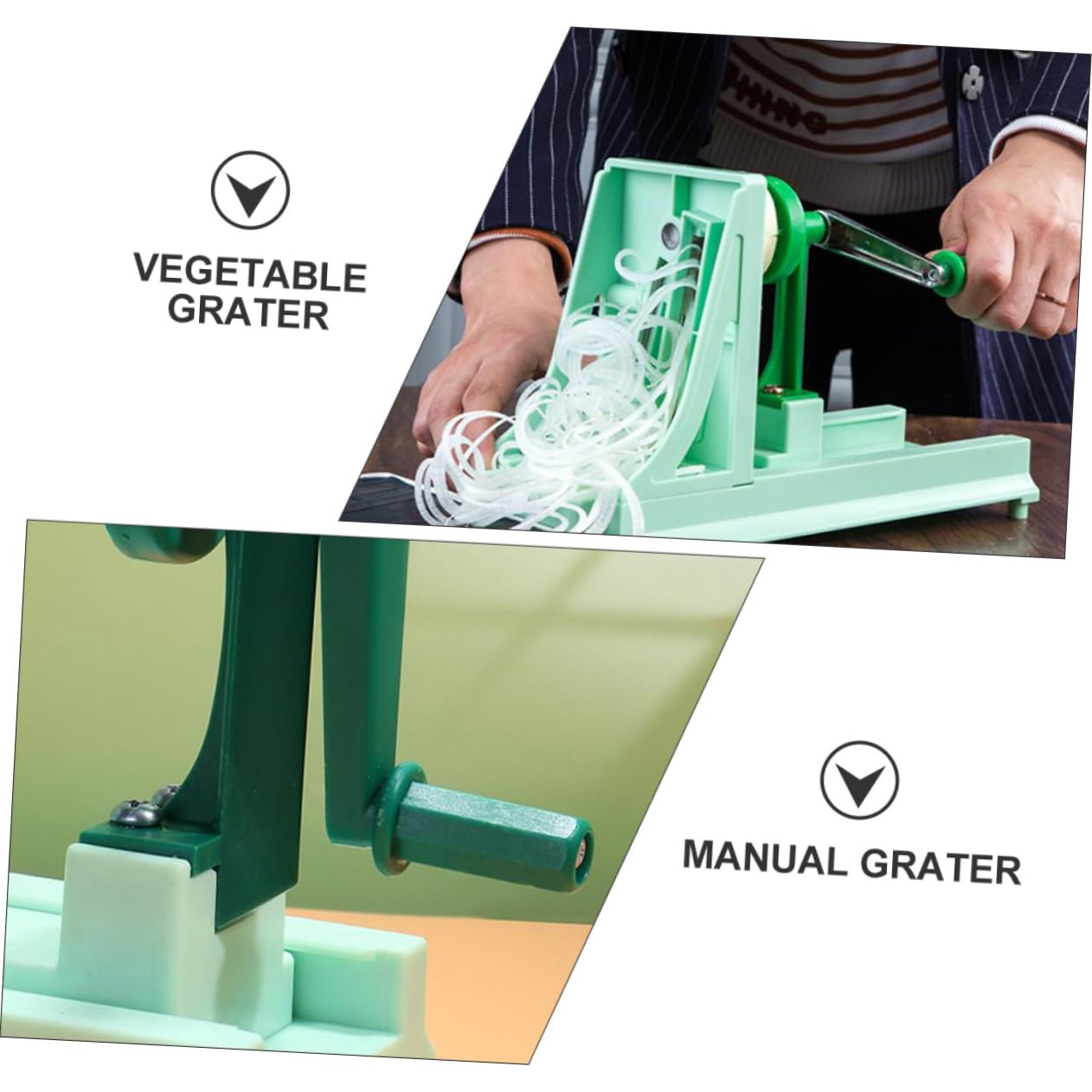 Zerodeko Rallador De Verduras Multifuncional Hogar De Plástico Manual Para Cocina y Preparación De Comidas Función De Rallar y Cortar