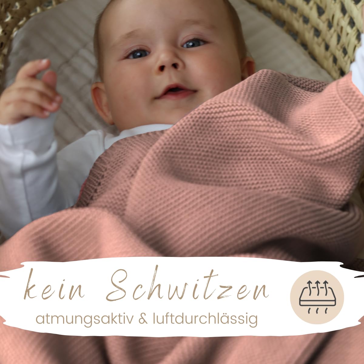 DIKOS Babydecke 100% Bio-Baumwolle – Strickdecke für Neugeborene Mädchen | Weiche, atmungsaktive Baby Decke. GOTS- & Oeko-TEX zertifiziert. Kuscheldecke, Geschenk zur Geburt & Babygeschenk, Beere