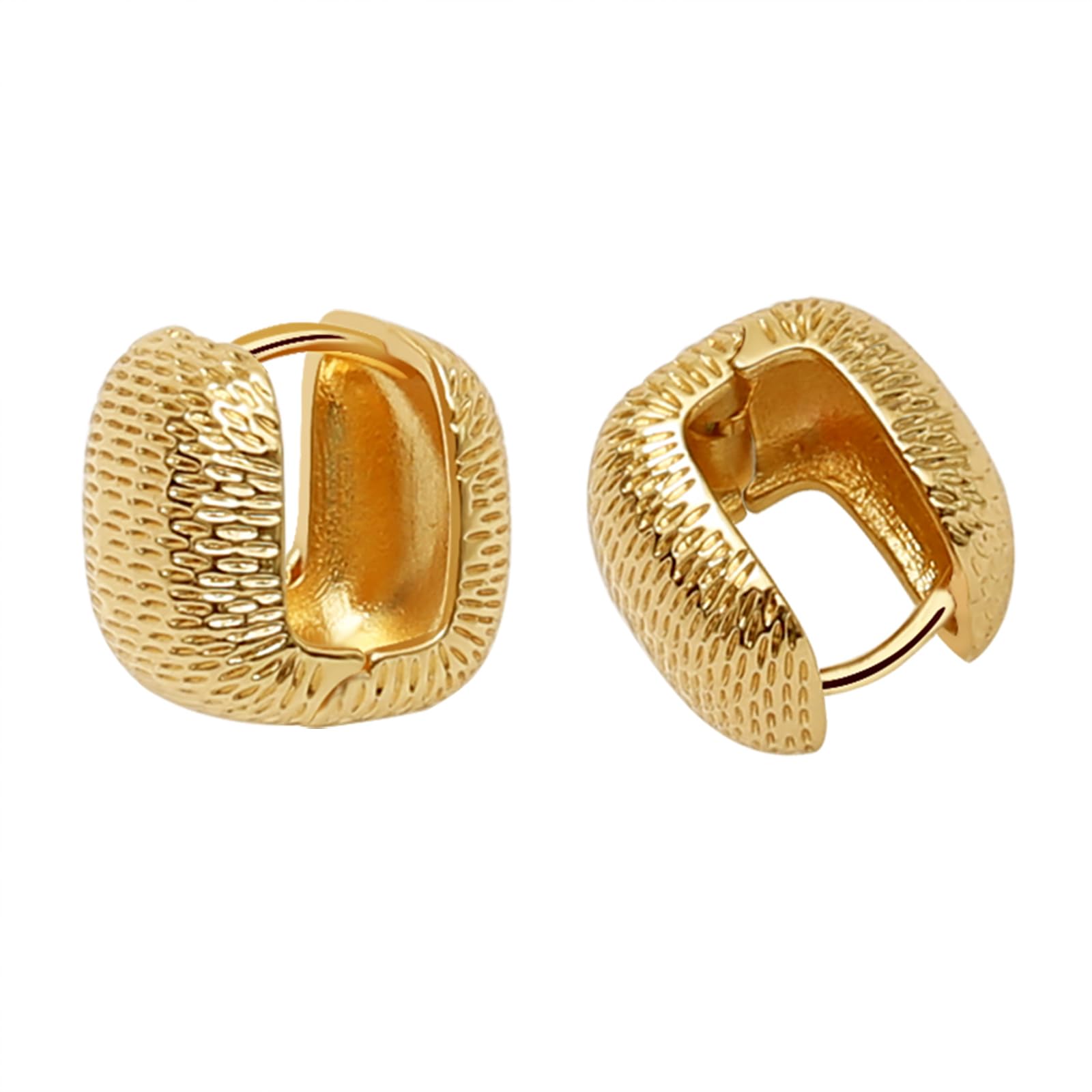 Small Chunky Gold Hoop Earrings For Women, 14k Gold Thick statement huggie hoop earrings Trendy Hoop Earrings Set Hypoallergenic Fashion Earrings