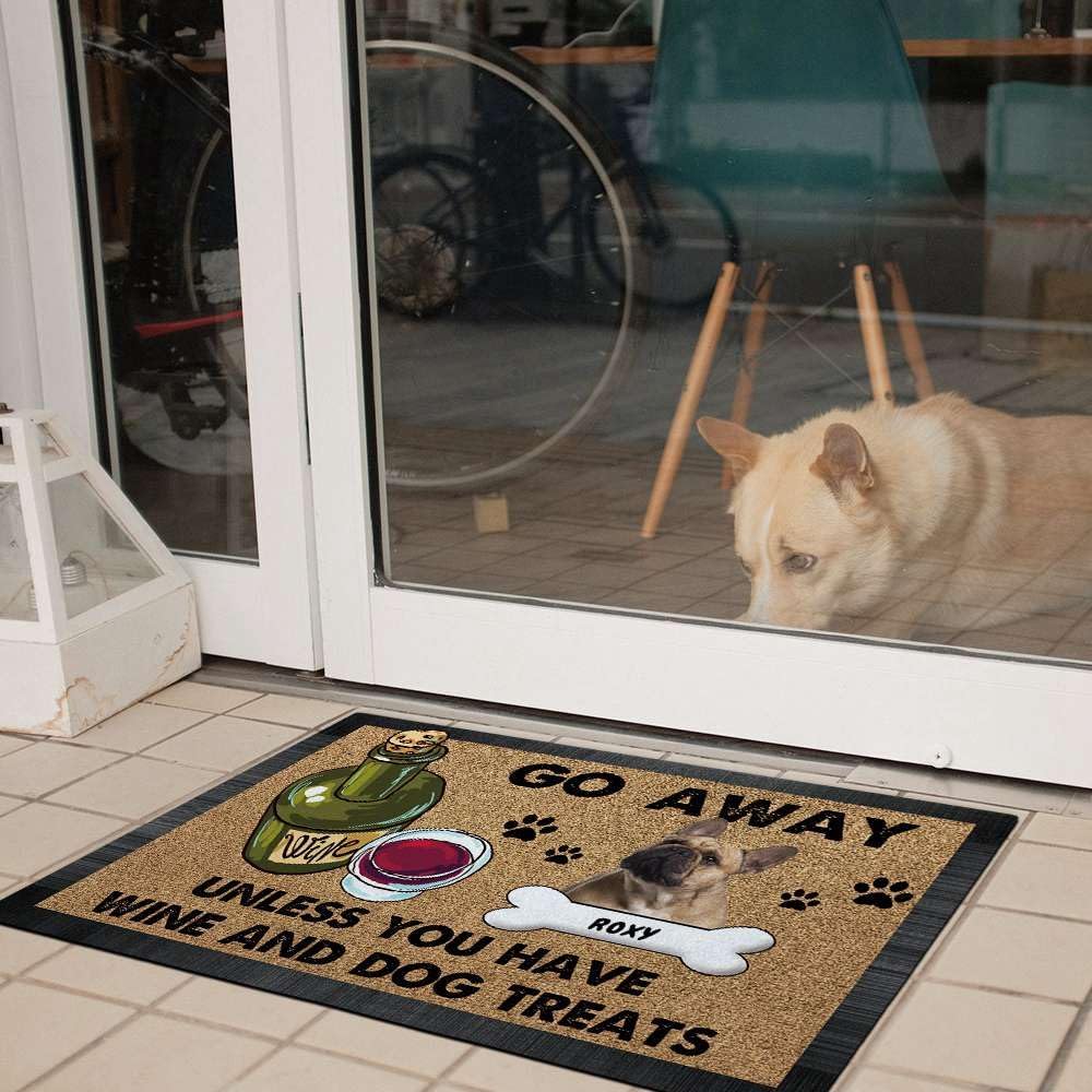 Personalized Labrador Doormat Funny Dog Welcome Decor Floor Mat for Front Door Entrance Go Away Unless You Have Dog Treats 27.5"x17.7"