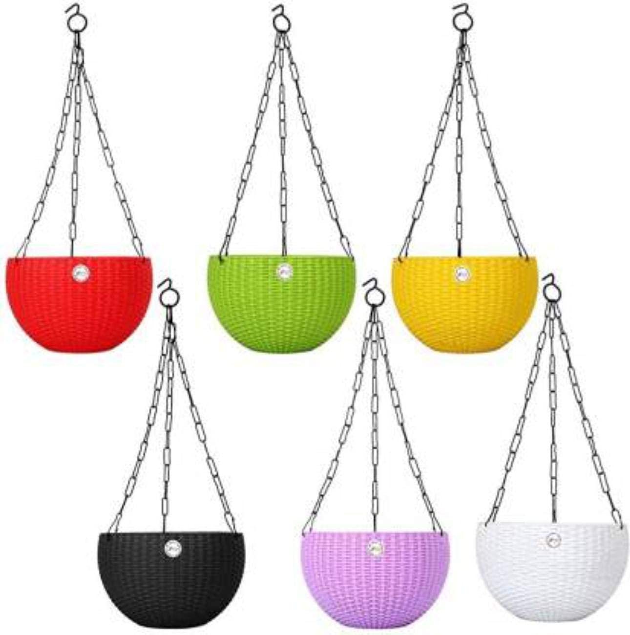 PlantaZee Multicolor Round Rattan Woven Plastic Flower Hanging Planter Big Size 8.5 Inches/Beautiful Round Gamla Pot/Flower Hanging Pot for Garden Balcony (4)-image-27