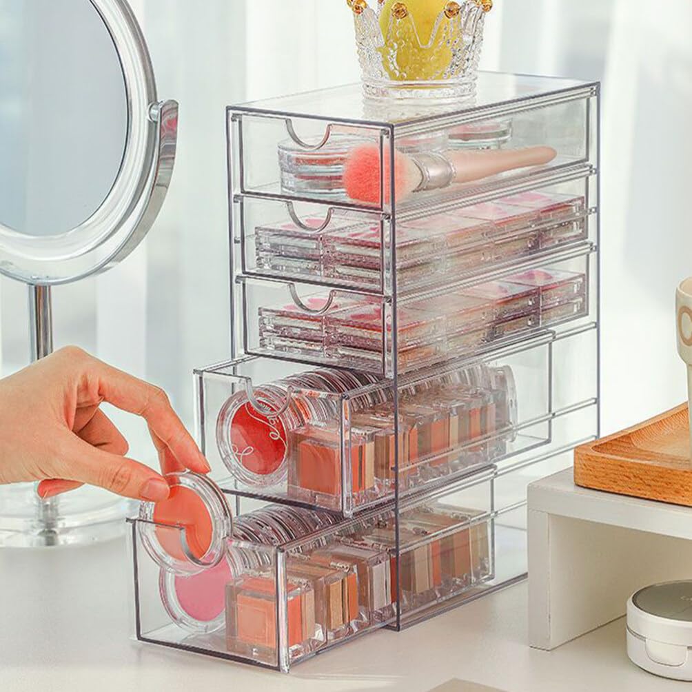 Alipis Cassettiera Scrivania Plastica Organizer da Tavolo Cassetti Trasparenti Multistrato per Cancelleria Trucchi e Piccoli Oggetti