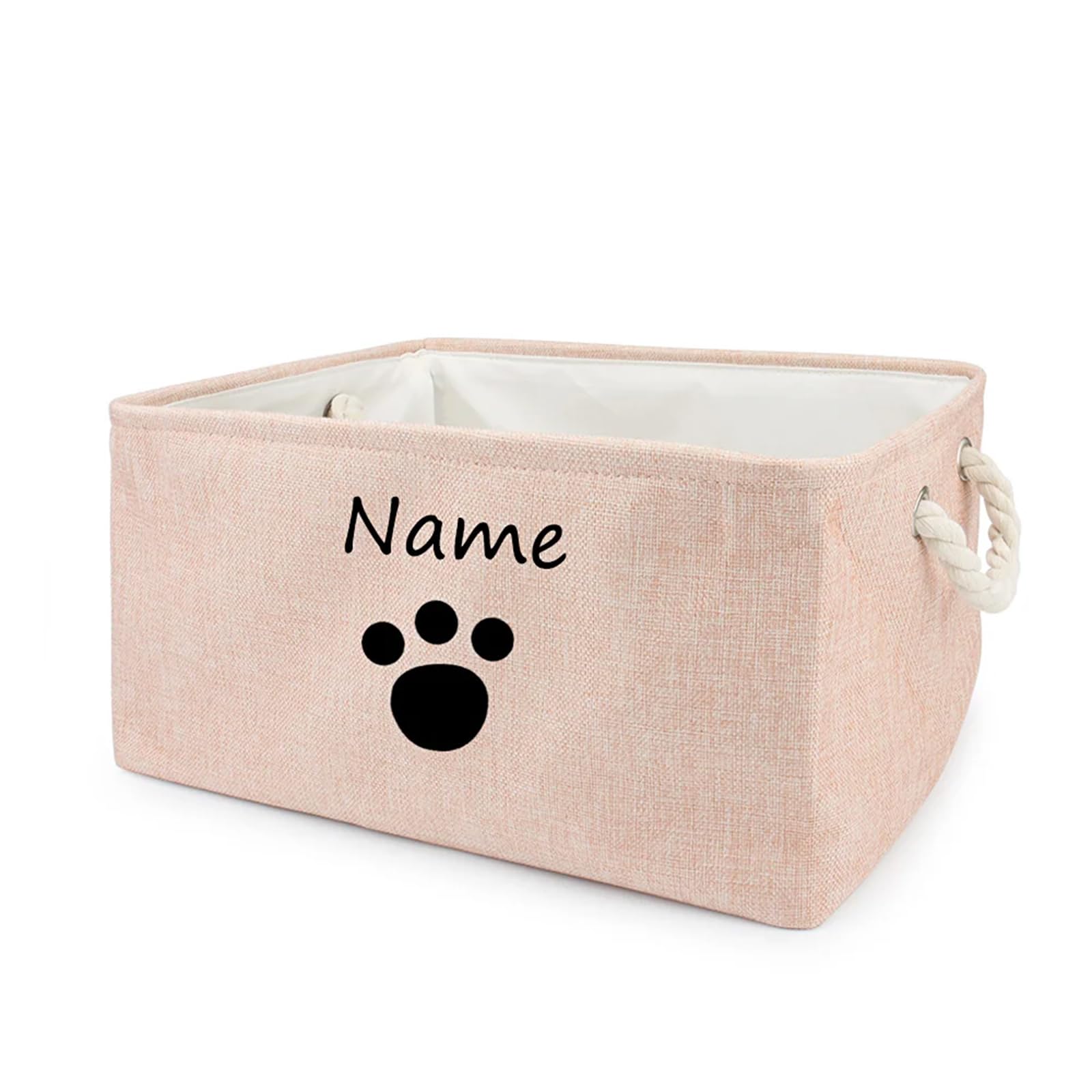 yky Personalized Name Pet Storage Basket,Dog Toy Basket, Personalized Dog Storage Box Foldable Dog Toy Organizer Pet Basket (Pink-Small Paw,S:30 * 20 * 12CM) — image 1