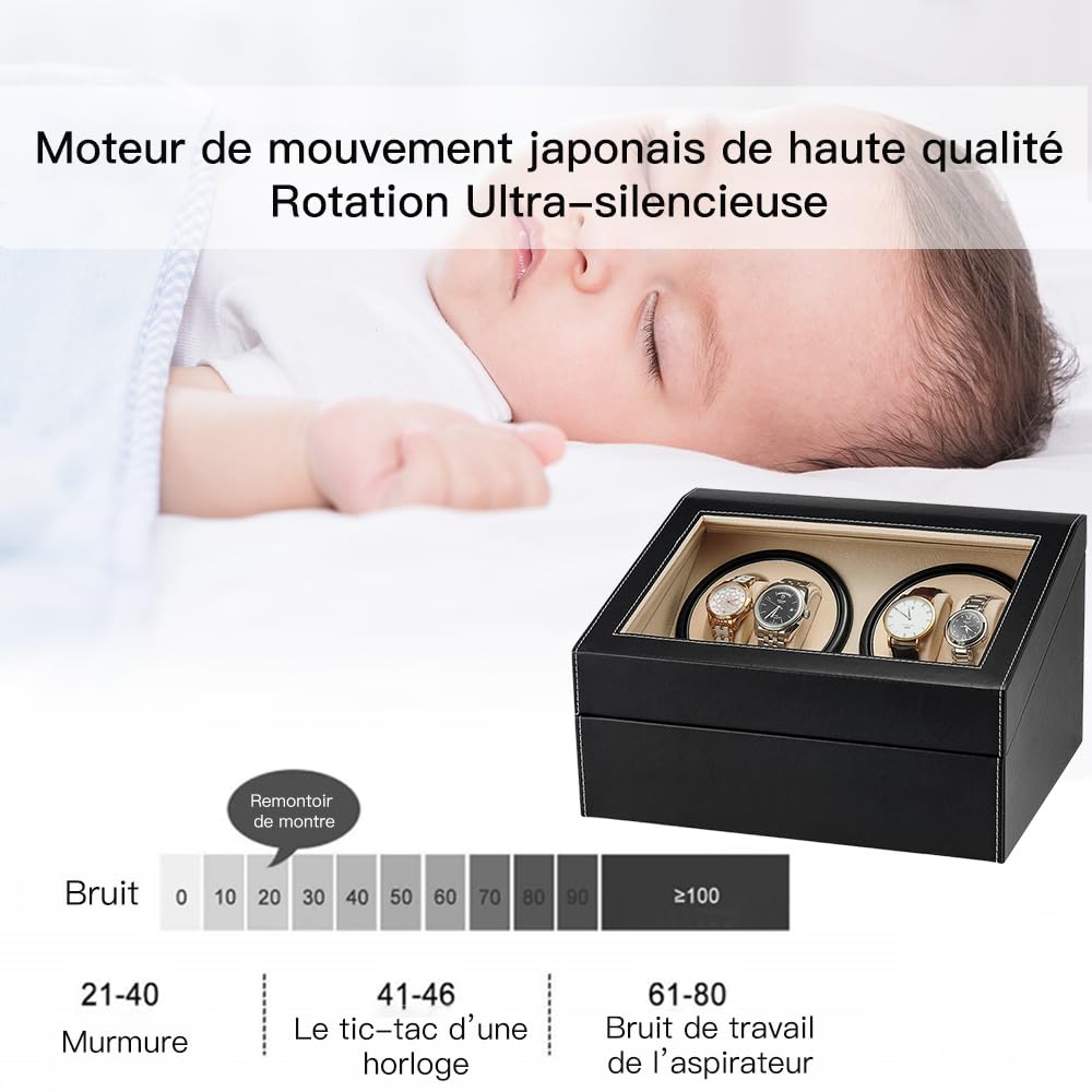 Automatische Uhrenbeweger Box PU Leder Uhrengehäuse mit leisem Motor Batteriebetrieb Oder Netzteil für Automatikuhren