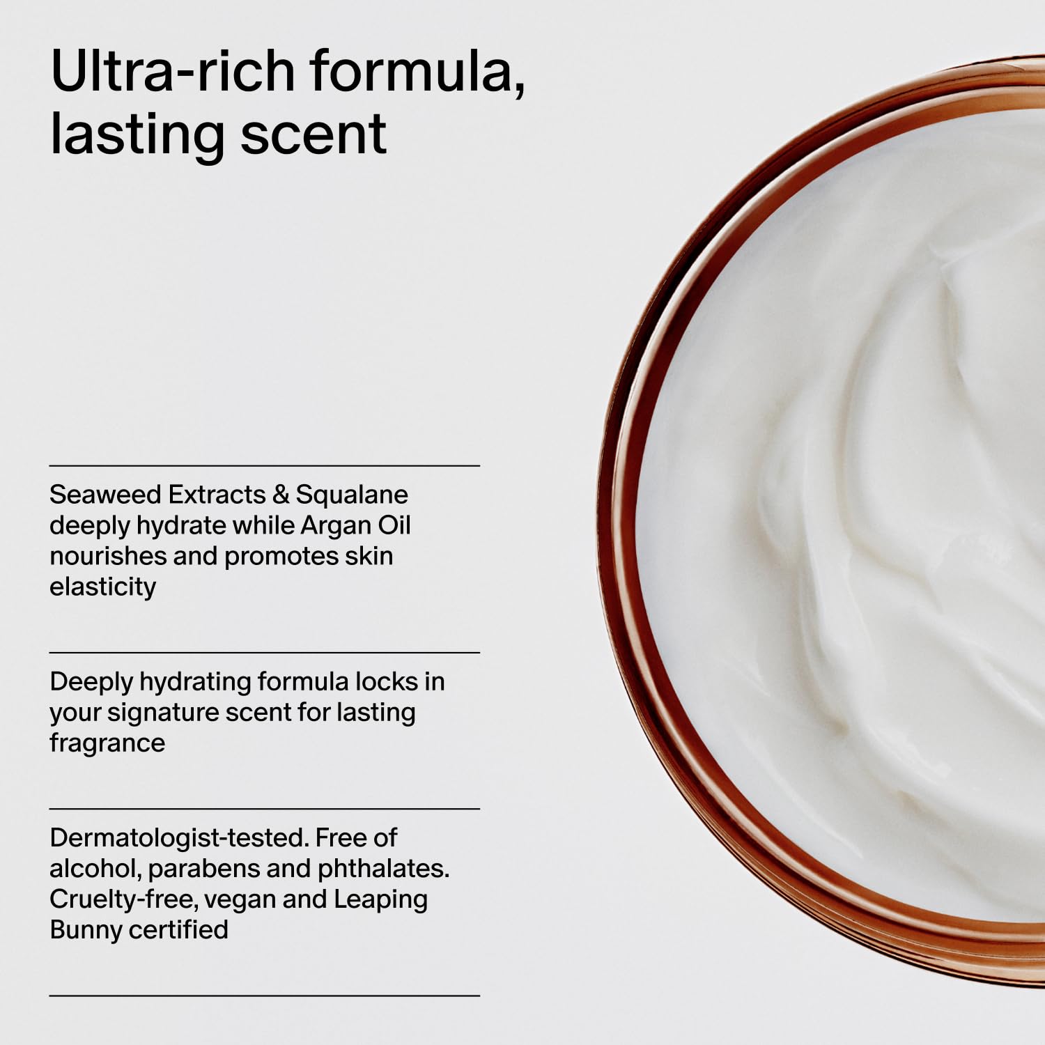 Salt & Stone Körpercreme, feuchtigkeitsspendende Formel mit Algenextrakten, Spirulina und Squalan, tiefe Hydratation, Unterstützung der Hautbarriere und gesunder Glanz, für alle Hauttypen, Safran und