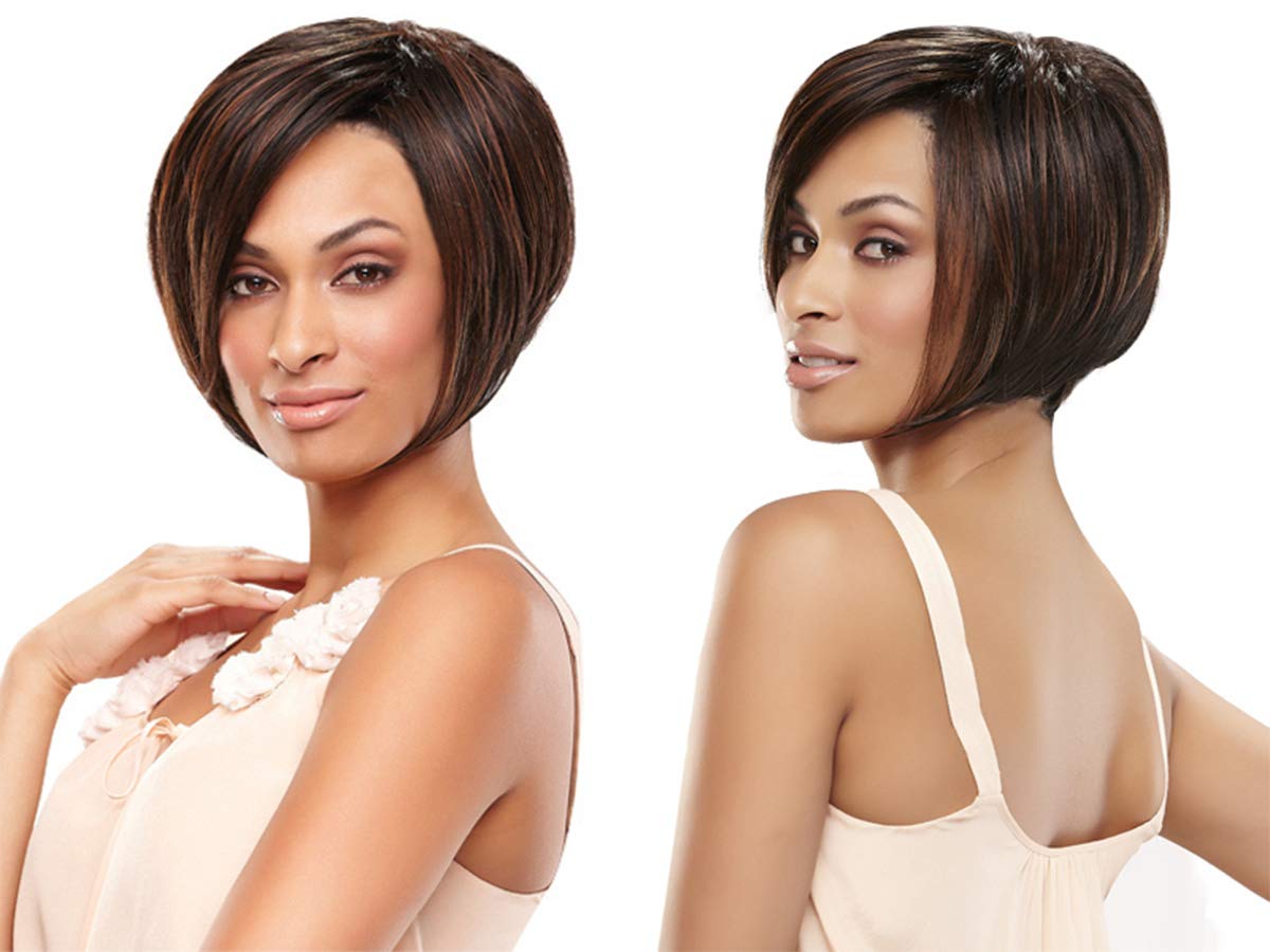 Ignite Wig Heat Resistant Women's Short Angled Cut Sleek Bob Lace Front SmartLace Natural Hairline Jon Renau Wigs,8/30