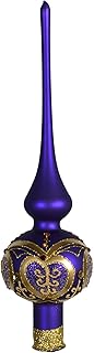 HolidayGiftShops Snowy Pattern Glass Christmas Tree Topper