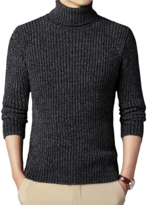 Men's Long Sleeved Sweater High Neck Middle-Aged Young Casual Thick Base Sweaters