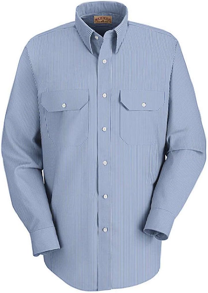 Red KapMens Ls Wht/Blu Stripe DRS Unif Sht,XXL