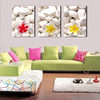 Dipinto su tela Ciottoli con petali colorati Stampe e quadri su tela decorazione per soggiorno decorazione moderna per la casa 3 pz Senza Cornice 50x70 cm