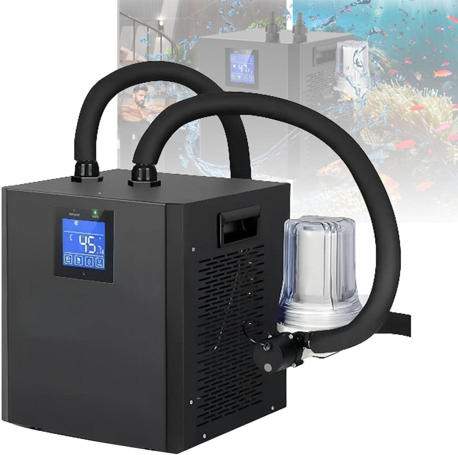 Ice Bath Chiller, Cold Plunge Chiller, Fast Cooling to 50F, Ultimate Muscle Recovery System, Easy Setup with Insulated Hose, Pump & PP Filter