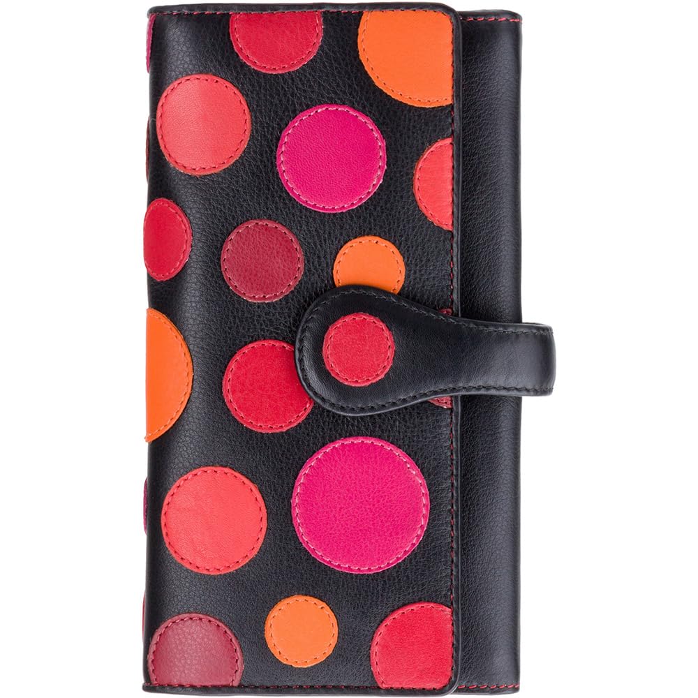 Visconti P2 Neptune Soft Womans' Leather Wallet/Purse with Polka Dots (Very Berry)