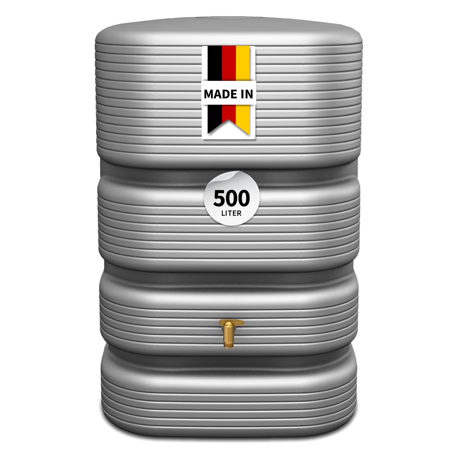 4rain Quadro Regentonne 500 Liter betongrau - Wandtank, Wassertank, Regenfass, Regenwassertonne, Wasserbehälter, Fass, Regenwassertank, Wasserfass, Wassertonne, Wassertonnen für Garten