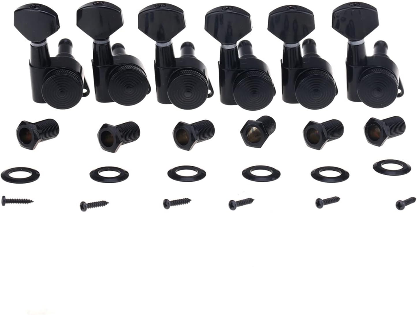 FLFL ブラック6インライン19：1レジストロックチューナチューニングPEGマシンヘッドセット ST/TLエレキギター チューナー