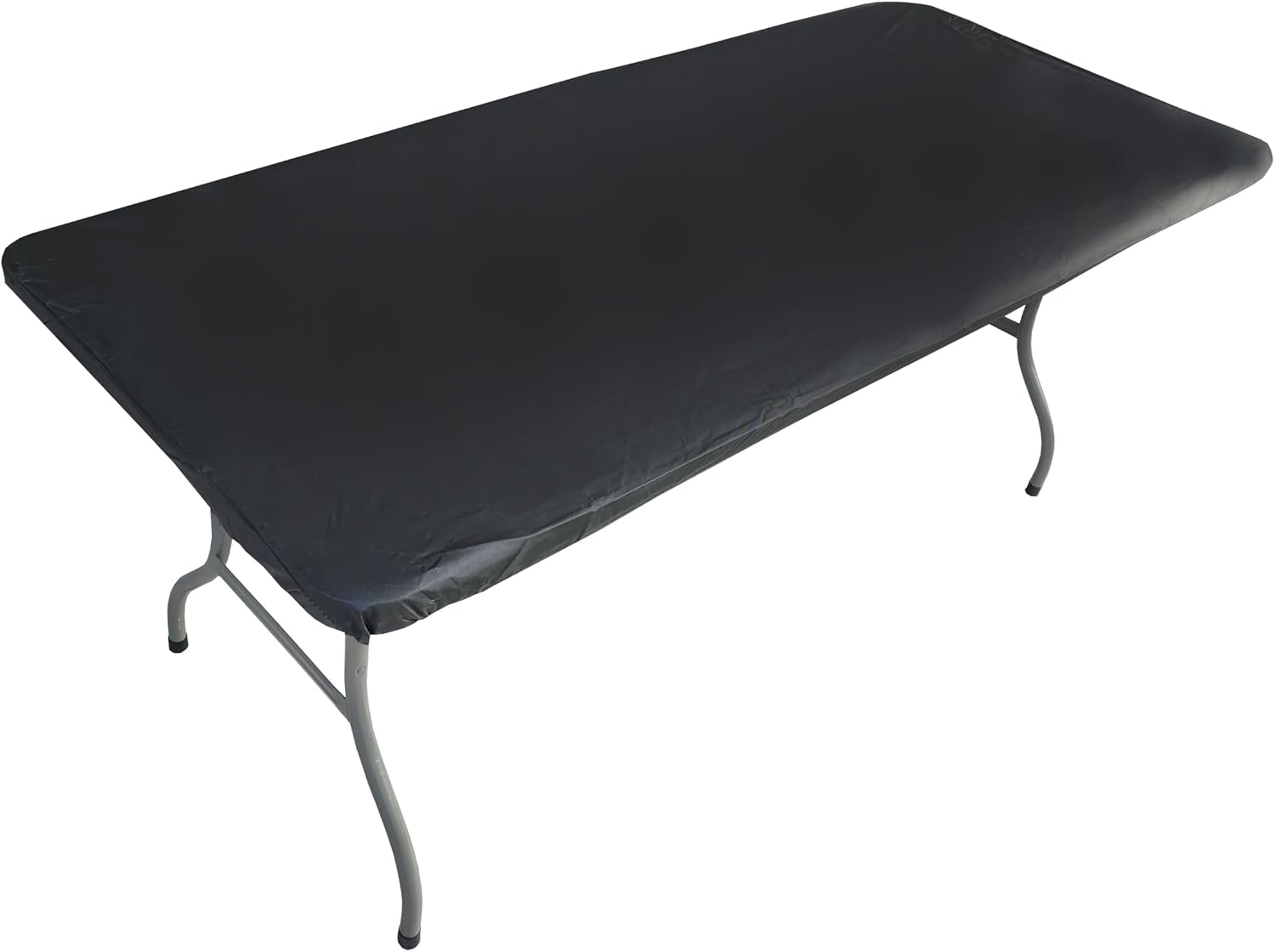 TopTableCloth 8ft 96 x 30 inch Black Plastic Rectangle Tablecloths Elastic Corner Vinyl Christmas Tablecloth Fitted Rectangular Folding Picnic Table Covers for 8 Foot Tables Camping