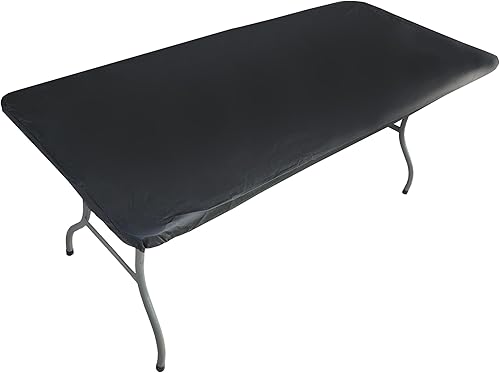 Mantel rectangular negro de 4 pies, 48 x 24 pulgadas, para mesa de picnic, mantel elástico en la esquina para mesa plegable al aire libre, manteles