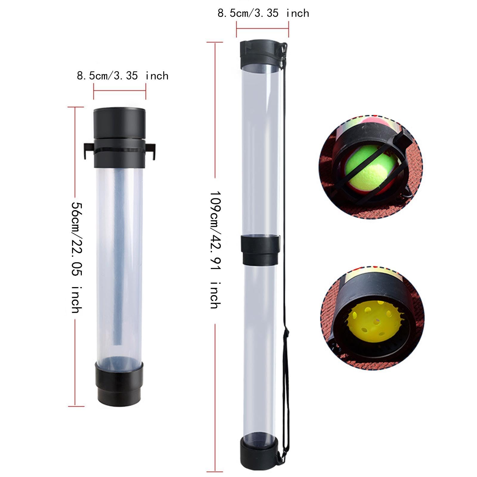 LOVIVER Tubo para Recoger Pelotas de Tenis Telescópico Transparente Capacidad 15