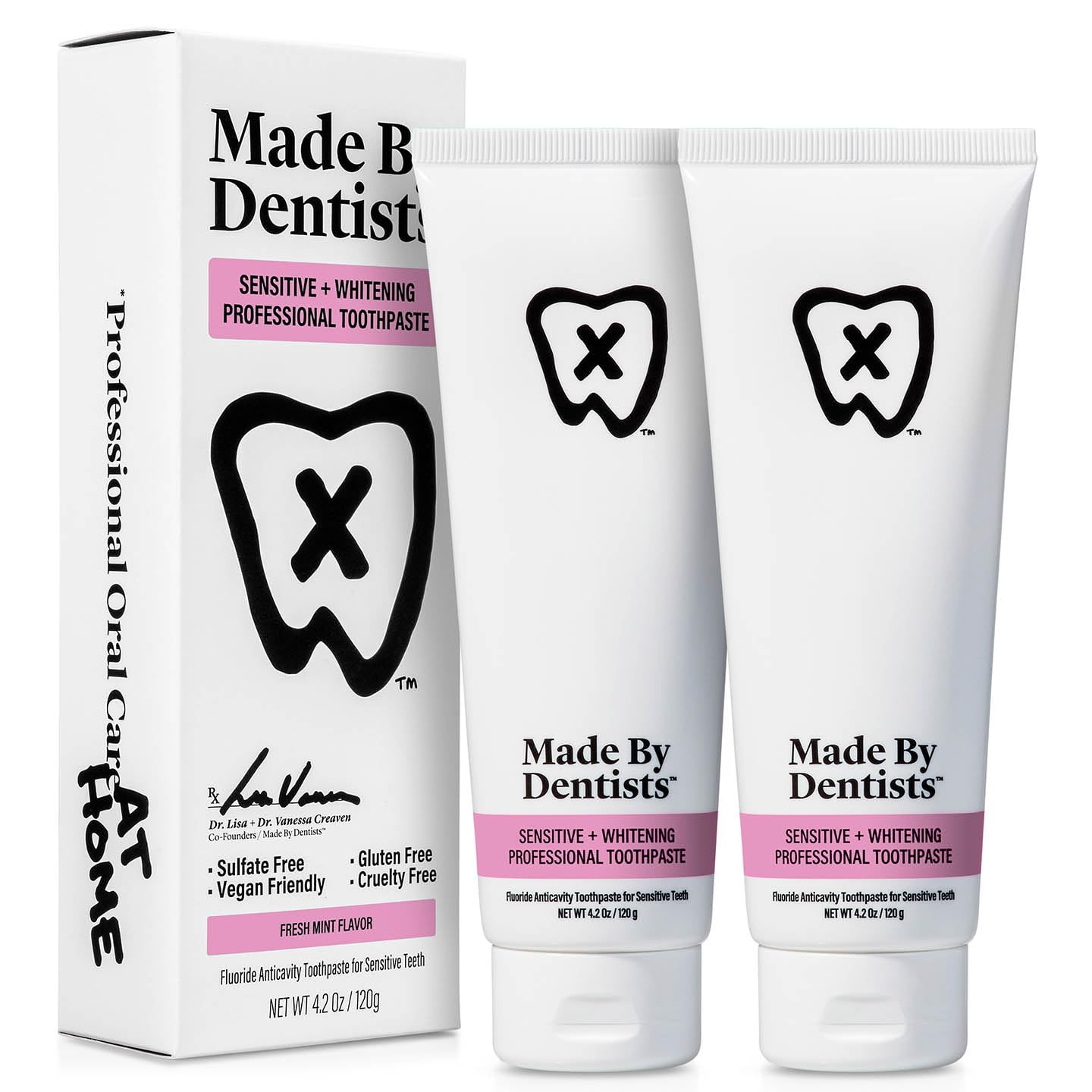 Made by Dentists Professional Sensitive Whitening Toothpaste - Advanced Daily Whitening Toothpaste for Sensitive Teeth ADA Approved Vegan