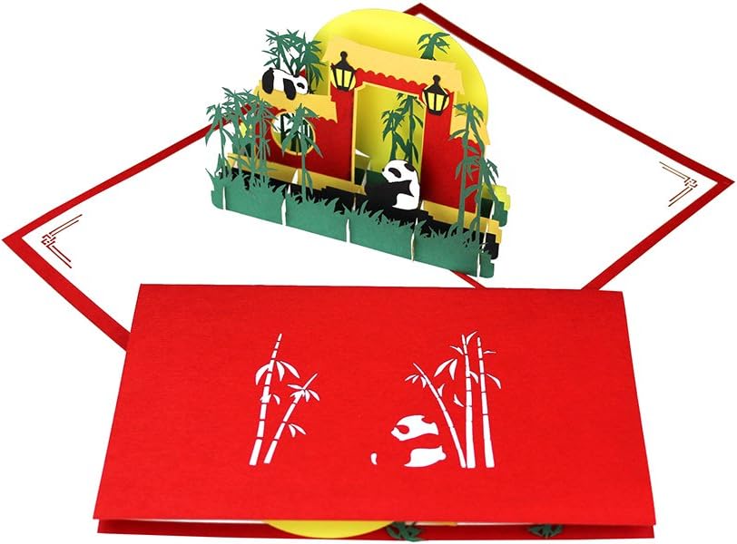 Panda Greeting Card, "Panda Bears & Bamboo", 3D Pop Up Card with Pandas as Birthday Card, Invitation, Invitation Card - Image 5