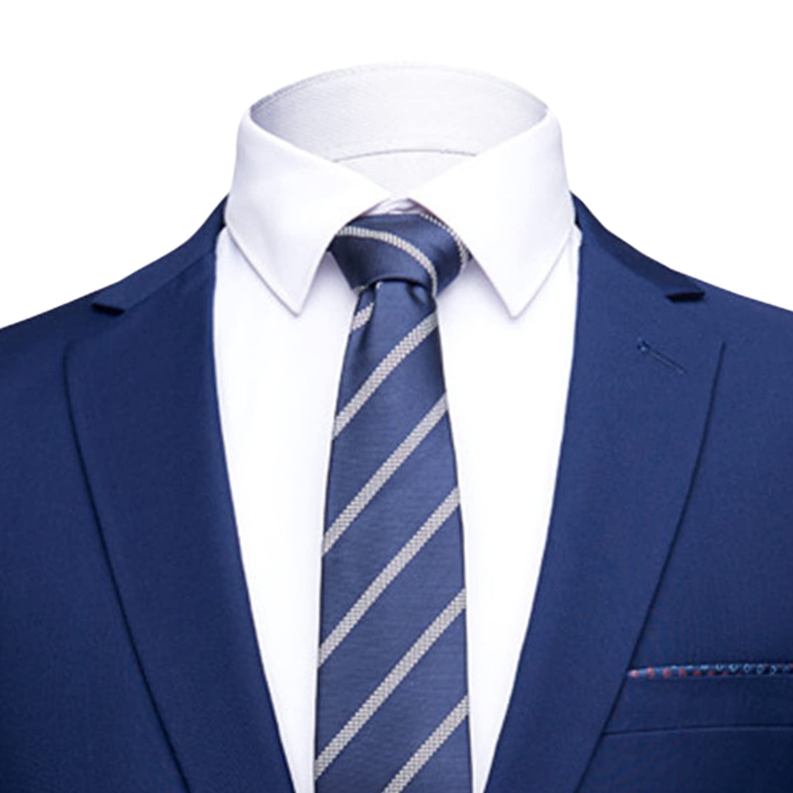 Men's One Button 2 Piece Suits Solid Formal Wedding Tux Blazer & Pants Casual Daily Party Dress Suit Jacket Set (Blue 2,3X-Large)