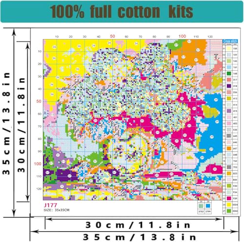 Image of WUSARPLY Flower Stamped Cross Stitch Kits for Beginners Adults | Hydrangea Needlepoint Counted Cross Stitch Kits for Adults Patterns Dimensions Needlecrafts Embroidery Kits Arts and Crafts