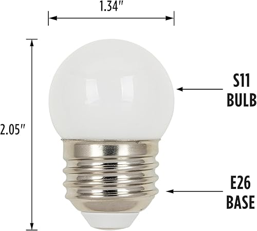 Miniatura 3 de Westinghouse Lighting 5511220 - Bombilla LED blanca S11 de 1 W (equivalente a 10 vatios), base media, paquete de 4 unidades