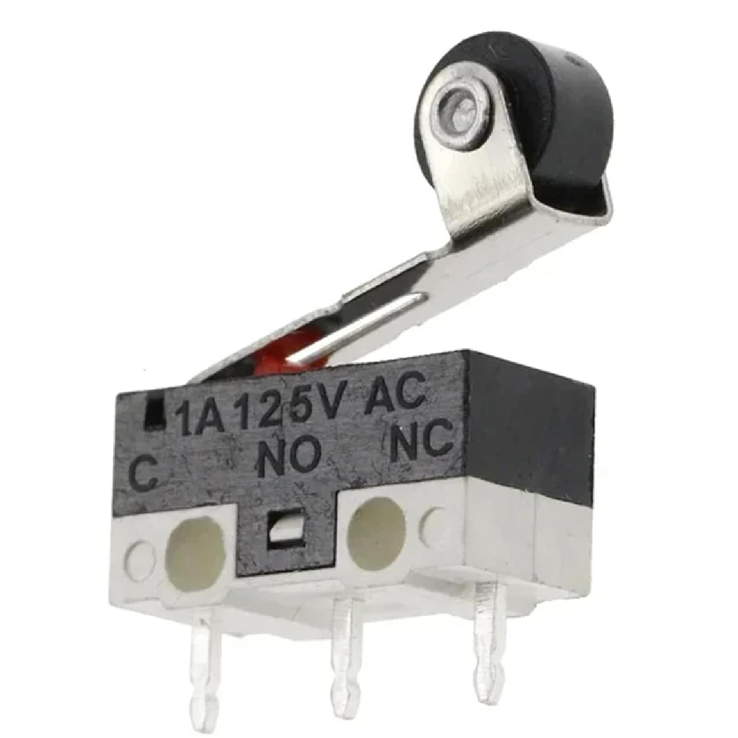 Micro Limit Switch, 3-Pin SPDT, 1A 125V, Roller Lever, NO NC PCB Terminals, 20-Pack (Bent Handle 1A 125V 20PCS)