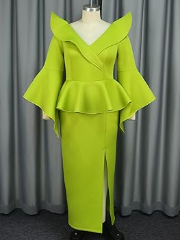 ONTINVA Elegant Dresses for Women Sexy Church Long Sleeve Business Pencil  Vintage Peplum Dress Wear to Work (Green,S,Small) at Amazon Women's  Clothing store