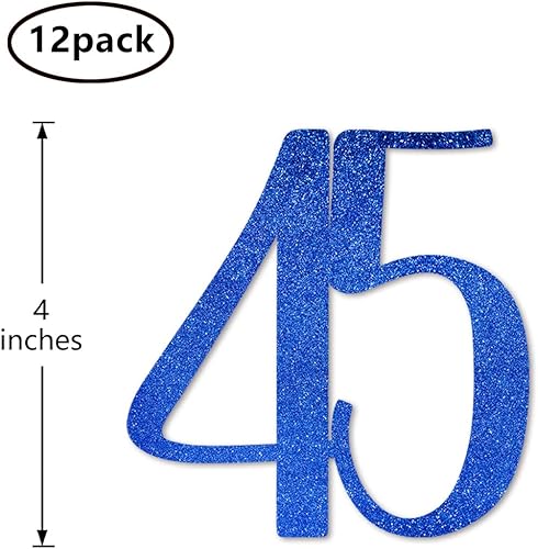 Miniatura 2 de 45 números recortados con purpurina azul, decoración de aniversario para fiesta de cumpleaños número 45, artículos esenciales para bricolaje