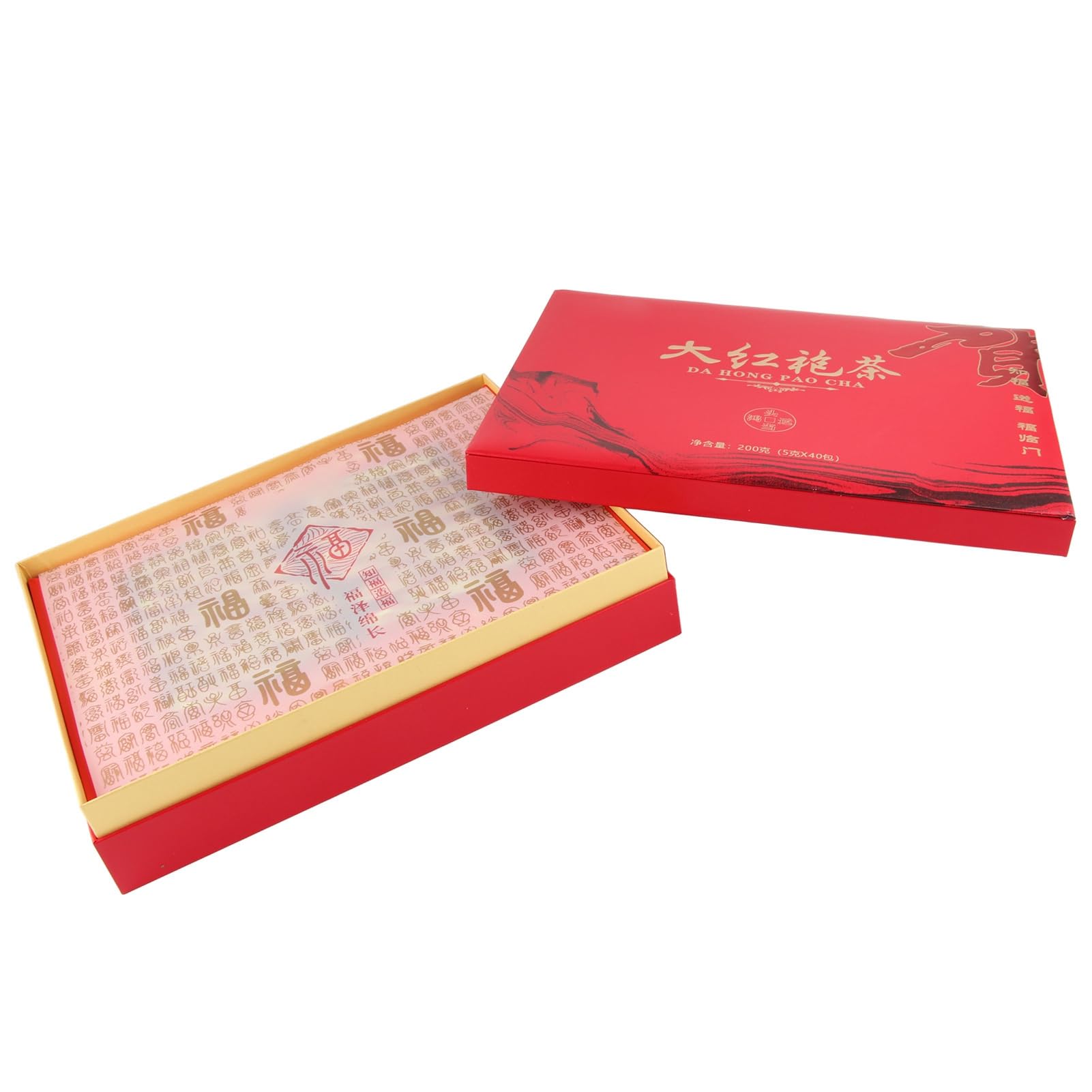 Chińska Herbata Da Hong Pao - Fujian Rock Oolong Luźna Herbata Liściasta z Pudełkiem, Złoc i Klarowna Zupa, Zapach Orchidei, Pakowana Pojedynczo, 24 Paczki, Wręczanie