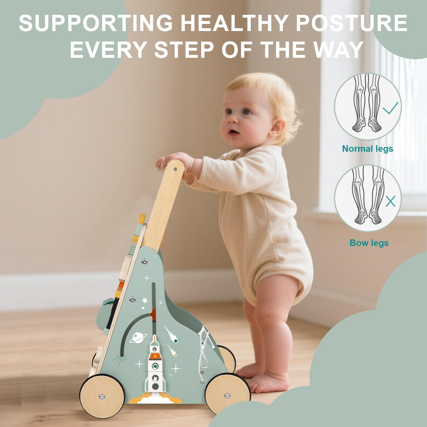 Amazon.com: MILEFUN Adjustable Wooden Baby Walker – Montessori